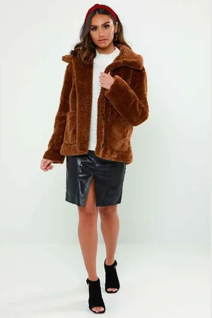 Urban Bliss Womens Borg Fur Collar Jacket - Size Medium