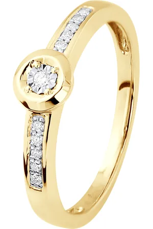 Diadema Womens Diamond Solitaire supported 0,060 Cts Illusion 0.50 Cts Yellow Gold - - Size O 1/2
