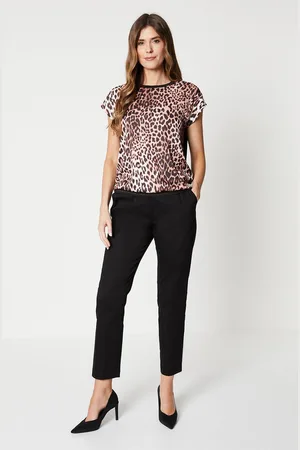 wallis Womens Stretch Cigarette Belted Trousers - Cotton - Size 18 UK