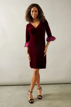 wallis Womens Occasion Velvet Pleated Cuff Mini Dress - - Size 8 UK