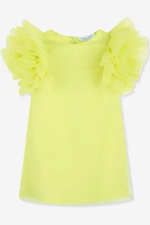 Mama Luma Girls Organza Ruffle Sleeve Dress in - Size 9-10Y