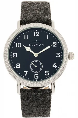 ELEVON Mens Northrop Wool-Overlaid Leather-Band Watch - Stainless Steel - One Size