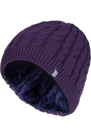 Heat Holders Womens Ribbed Cable Knit Fleece Lined Thermal Knitted Beanie Hat - - One Size