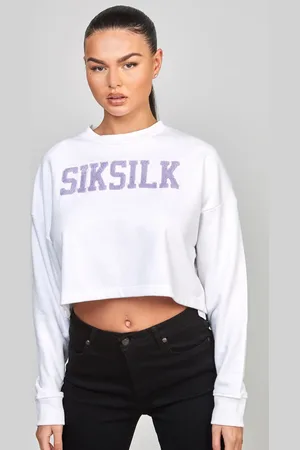 SikSilk Womens Cropped Varsity Sweatshirt in Cotton