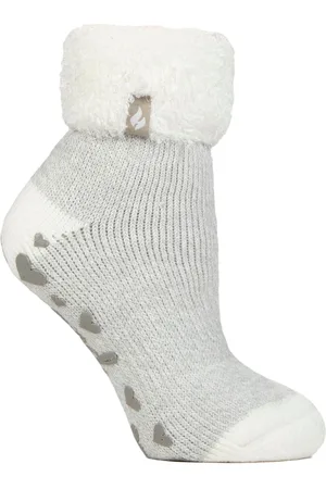 Heat Holders Womens Ladies Ribbed Cuff Thermal Bed Socks for Lounging Around - - Size UK 4-8