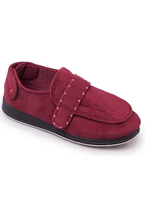 Padders ENFOLD Womens (EE Fit) Touch Fasten Full Slippers Burgundy - - Size UK 3