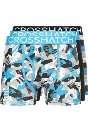 Crosshatch Mens Crystaline Boxer Shorts (Pack of 3) (Malibu Blue/Black/Grey) - - Size Medium