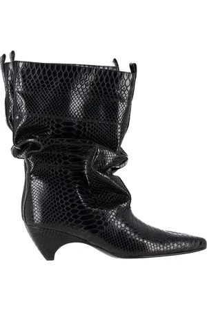 Stella McCartney Pre-owned Womens Snake-Embossed Slouchy Boots in Vegan Leather - Size UK 5