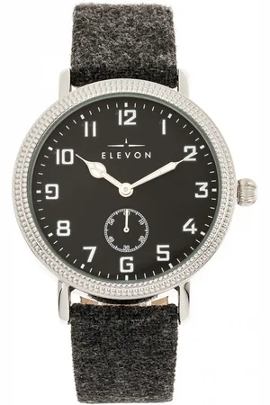 ELEVON Mens Northrop Wool-Overlaid Leather-Band Watch - Stainless Steel - One Size