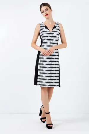 Conquista Womens Black and White Sleeveless Dress - Size EU 38 (Womens)