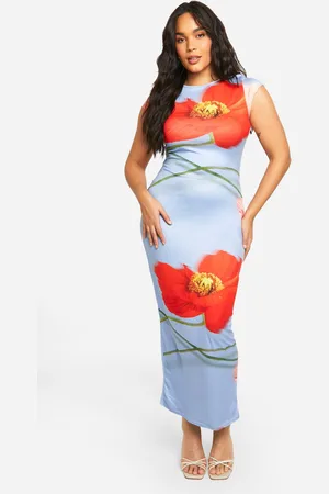 Boohoo Womens Plus Floral Super Soft Short Sleeve Maxi Dress - - Size 16 UK