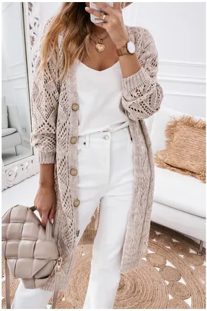 Azura Exchange WoMens Hollow-out Knit Cardigan in Cotton - Size 2XL