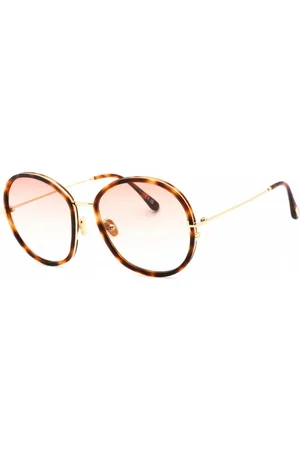 Tom Ford Womens Premium Round Sunglasses with Gradient Bordeaux Lenses material_metal1 - One Size