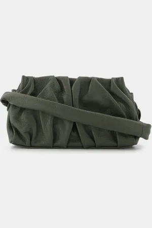 Elleme Womens Vague Bag in Green Leather with White Stitching - - One Size