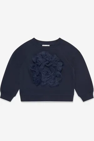 Mama Luma Girls Organza Flower Sweatshirt in Navy - - Size 11-12Y