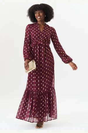 Gini London Womens Foil Print Ruffle Midi Dress - - Size 12 UK