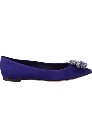 Dolce & Gabbana WoMens Suede Crystals Loafers Flats Shoes - Size 37.5 EU/IT