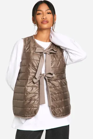 Boohoo Womens Bow Detail Padded Gilet - - Size 14 UK