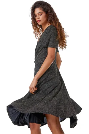 Roman Womens Shimmer Skater Stretch Ruched Dress - - Size 10 UK