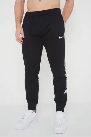 Nike Mens Repeat Taping Logo Fleece Cuffed Joggers in Cotton - Size Large