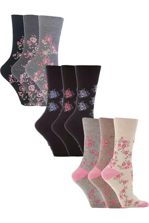 Gentle Grip 9 Pair Multipack Ladies Cotton Crew Non Elastic Socks