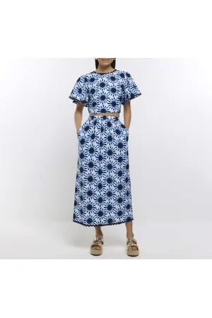 River Island Womens Maxi Skirt Print With Linen Viscose - Size 6 UK