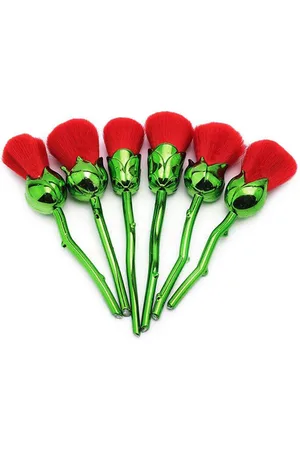Aquarius Womens 6pc Beauty and the Beast-Inspired Rose Makeup Brushes with Glossy Handles - One Size