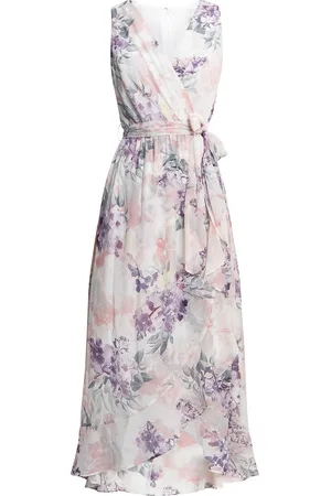 Gina Bacconi Womens Charly Long Printed Sleeveless Dress With Surplice Neckline - - Size 20 UK