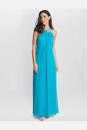 Gina Bacconi Womens Pamela Halter Neck Maxi Dress With Beaded Neckline - - Size 22 UK