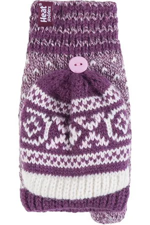 Heat Holders Womens Ladies Warm Fairisle Patterned Thermal Fingerless Converter Gloves - Silk - One Size
