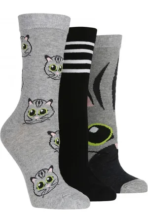 Wild Feet Womens 3 Pack Ladies Jacquard Novelty Cotton Socks - - Size UK 4-8