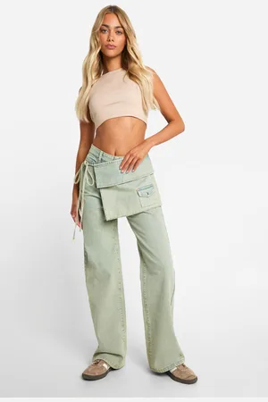 Boohoo Womens Denim Tie Waist Mini Skirt Overlay 2 In 1 Jeans - Cotton - Size 12 UK