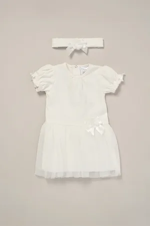 Rock a bye baby Rose Ribbon Detail Tutu Dress and Headband Outfit Set - - Size 18-24M