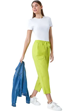 Roman Womens Cotton Elastic Waist Cropped Cargo Trousers - - Size 10 UK