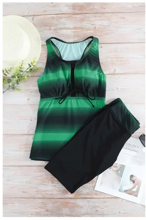 Azura Exchange WoMens Ombre Print Racerback Tankini Swimsuit in - Size Small