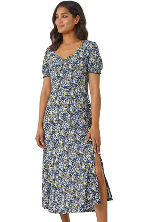 Roman Womens Textured Floral Midi - - Size 20 UK