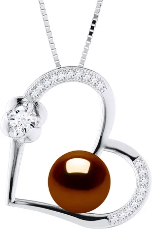 Diadema Womens LOVE necklace Freshwater Pearl 8-9mm 925 Silver - One Size