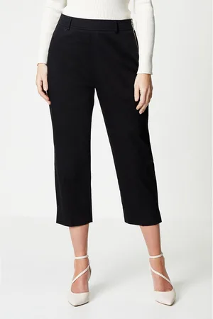 wallis Womens Petite Side Zip Stretch Crop Trousers - Cotton - Size 12 UK