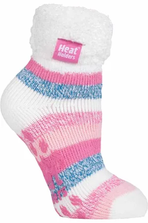 Heat Holders Womens Ladies Non Slip Thermal Low Cut Ankle Slipper Bed Socks with Grips - Nylon - Size 4-6.5