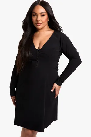 Boohoo Womens Plus Bengaline Hook & Eye Skater Dress - viscose - Size 18 UK