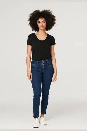 Izabel London Womens Denim High Waist Skinny Jeans - Size 8 UK