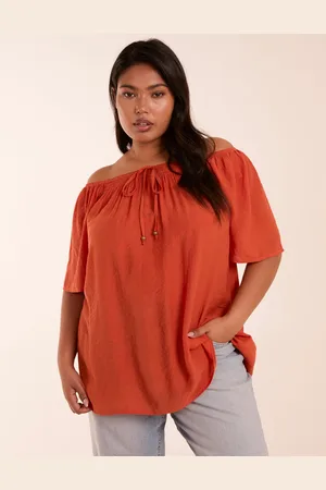Blue Vanilla Womens Curve Milkmaid Shirred Swing Top - - Size UK 18-20