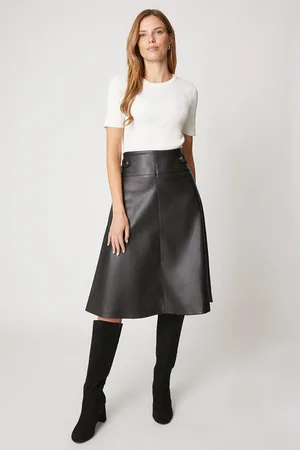 wallis Womens Faux Leather Seam Detail A Line Skirt - - Size 18 UK