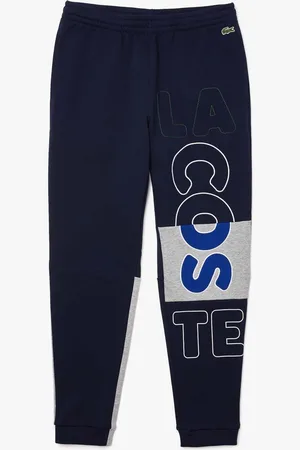 Lacoste Mens Heritage Destructed Branding Cotton Fleece Joggers in - Size X-Small
