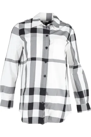 Burberry Pre-owned Womens Paola Check Print Long Sleeve Shirt in Black and Cotton - Size 10 UK