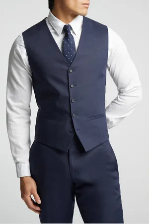 ALEX Mens Linen Tailored Fit Waistcoat - - Size 48 Regular