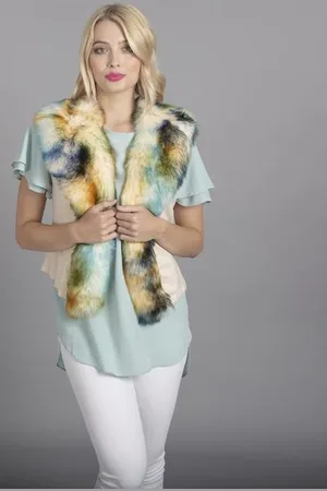 Jayley Womens Luxury Faux Fur Suede Gilet - - One Size