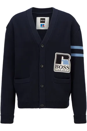 HUGO BOSS Mens x Russell Athletic Krussel Cardigan in Dark Cotton - One Size