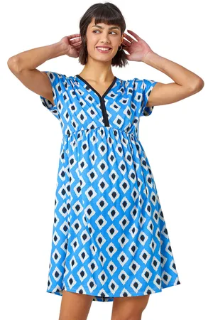 Roman Womens Contrast Geometric Print Stretch Dress - - Size 10 UK