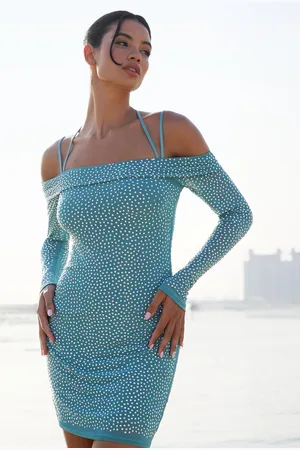 Quiz Womens Rhinestone Bodycon Mini Dress - Size 12 UK